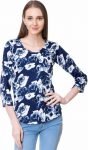Emeros Sleeve Floral Print Women Blue Top