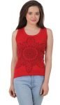 Casual Sleeveless Printed Women's Red Top