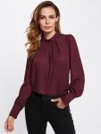 Alfa Fashion Party Puff Sleeve Solid Women Maroon Top